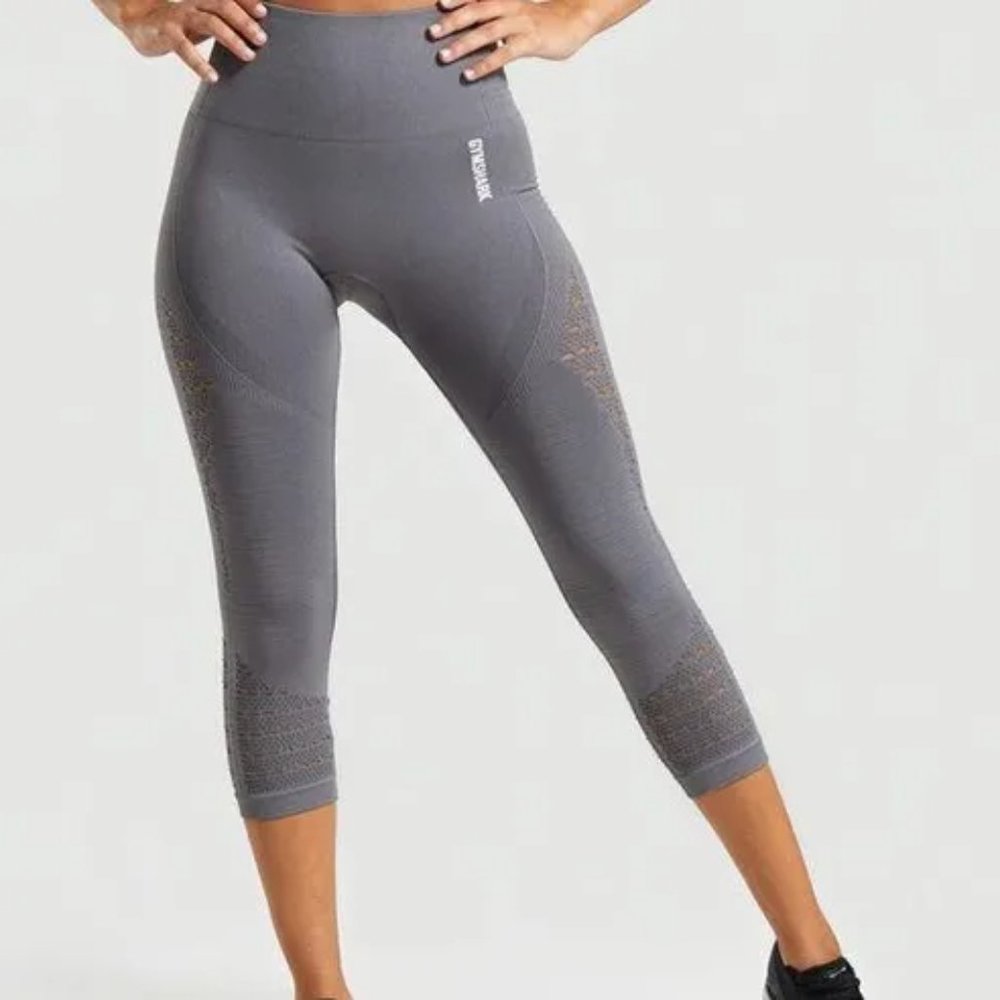 Gymshark Energy+ Seamless Cropped Leggings - Gray - M